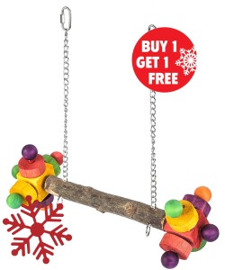 Parrot-Supplies Wooden Bird Swing Toy With Double Twirlers - BOGOF